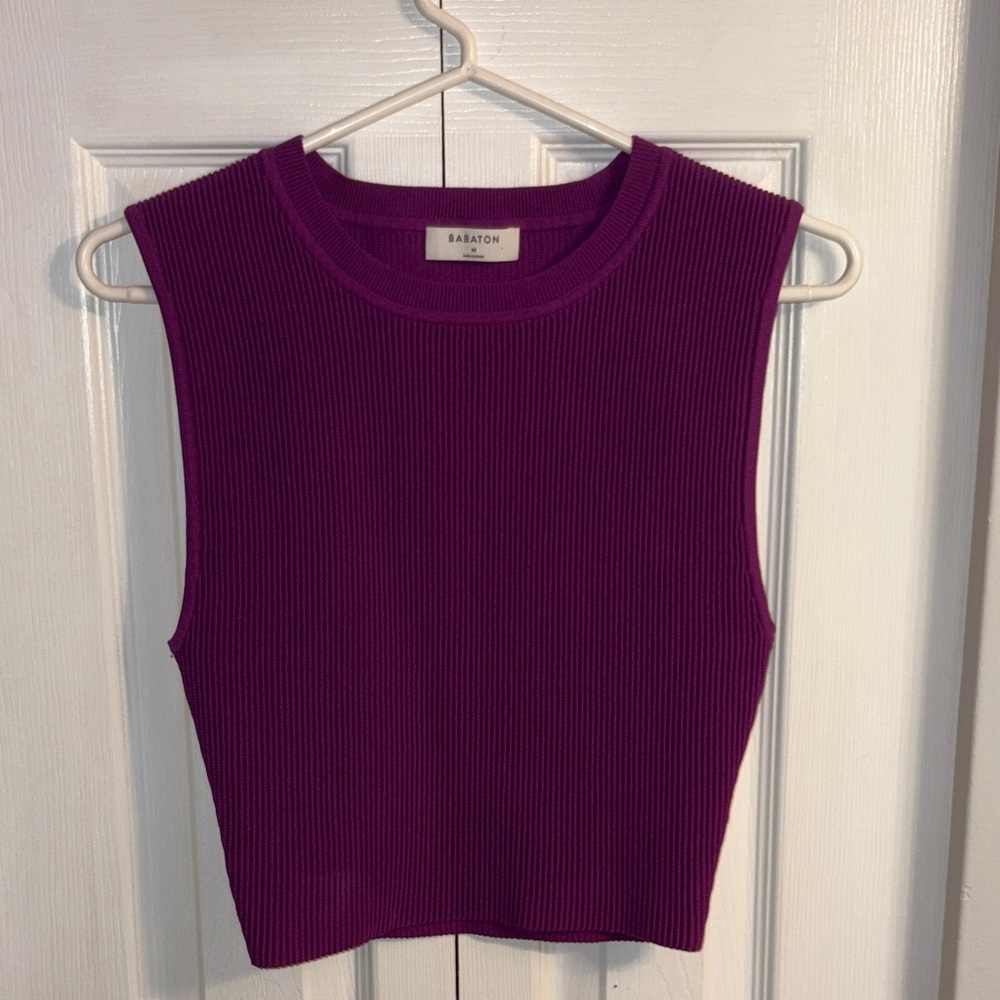Babaton Deep Purple Ribbed Muscle Tee